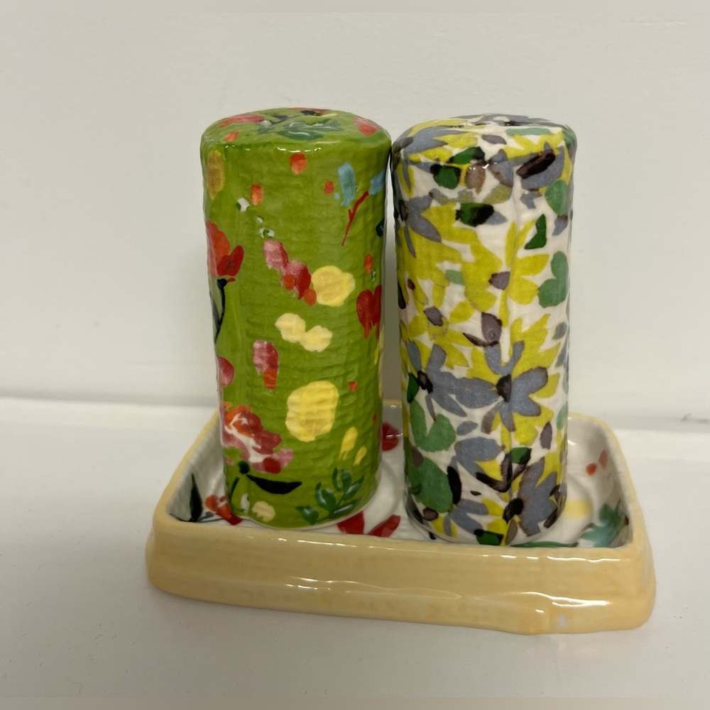 Anthropologie Floral Salt and Pepper Shakers